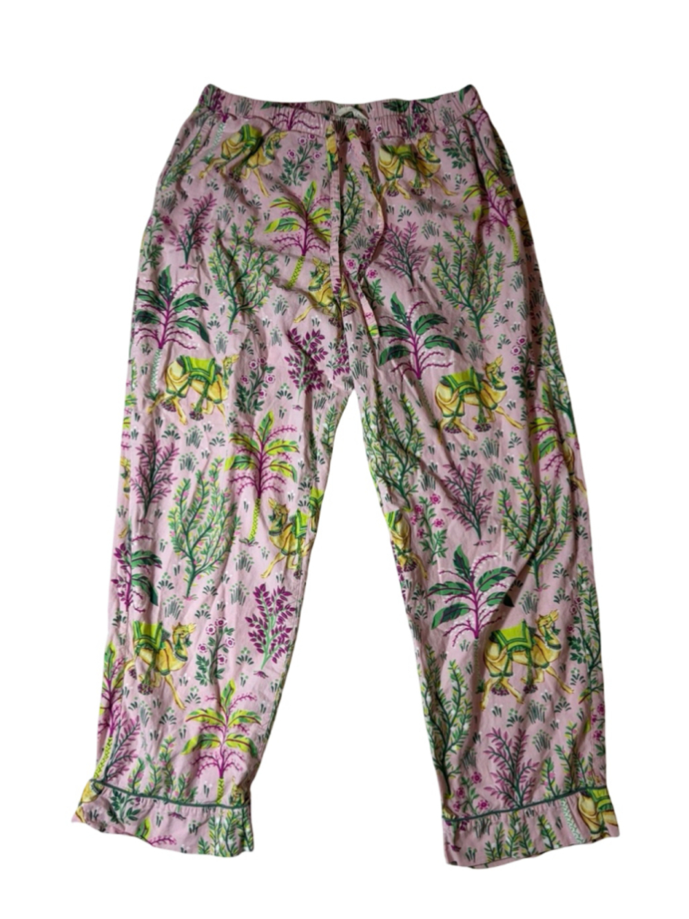 Printfresh Womens M Pink Camel Botanical Organic Cotton Pajama Pants Lounge